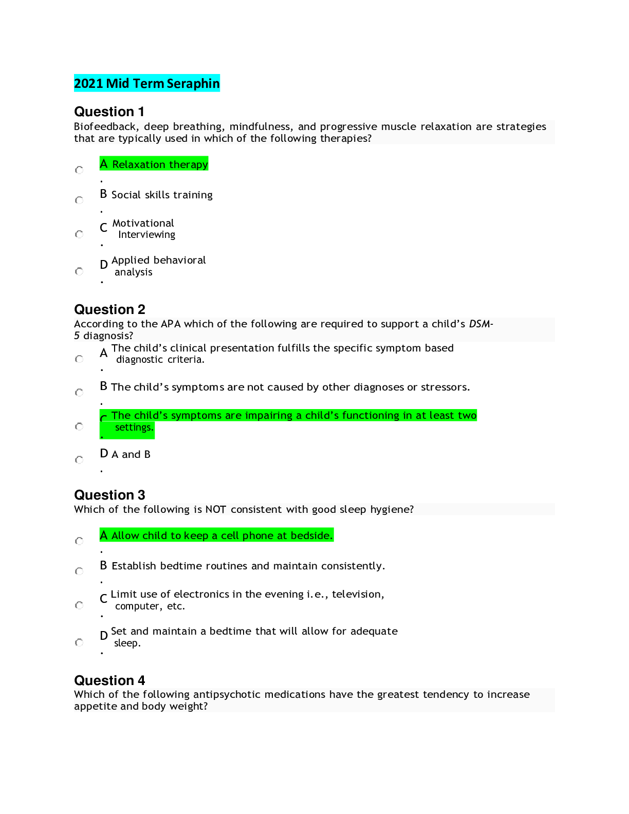 Preview of NURS 6665 2021 MidTerm Seraphin Questions And Answers/Top Score